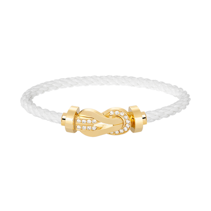 [✨Rose💎]CHANCE LARGE 8 FIGURE BUCKLE HALF DIAMOND BRACELET GOLD