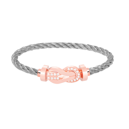 [✨Rose💎]CHANCE LARGE 8 FIGURE BUCKLE HALF DIAMOND BRACELET ROSE GOLD