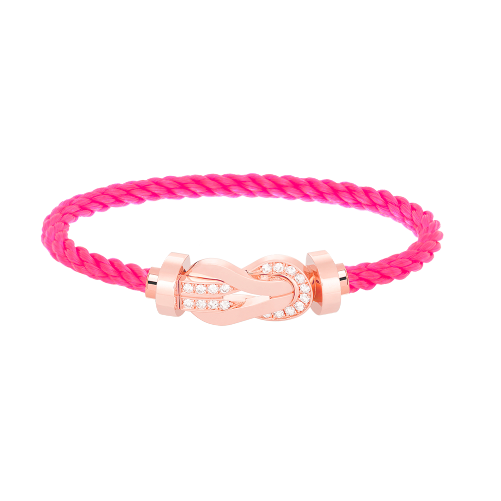 [✨Rose💎]CHANCE LARGE 8 FIGURE BUCKLE HALF DIAMOND BRACELET ROSE GOLD