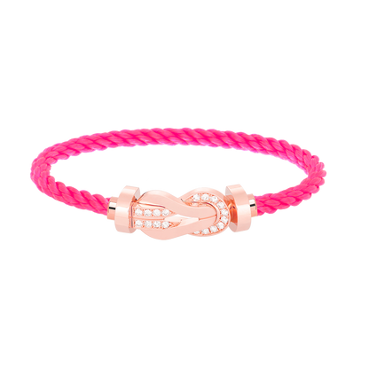 [✨Rose💎]CHANCE LARGE 8 FIGURE BUCKLE HALF DIAMOND BRACELET ROSE GOLD