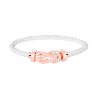 [✨Rose💎]CHANCE LARGE 8 FIGURE BUCKLE HALF DIAMOND BRACELET ROSE GOLD