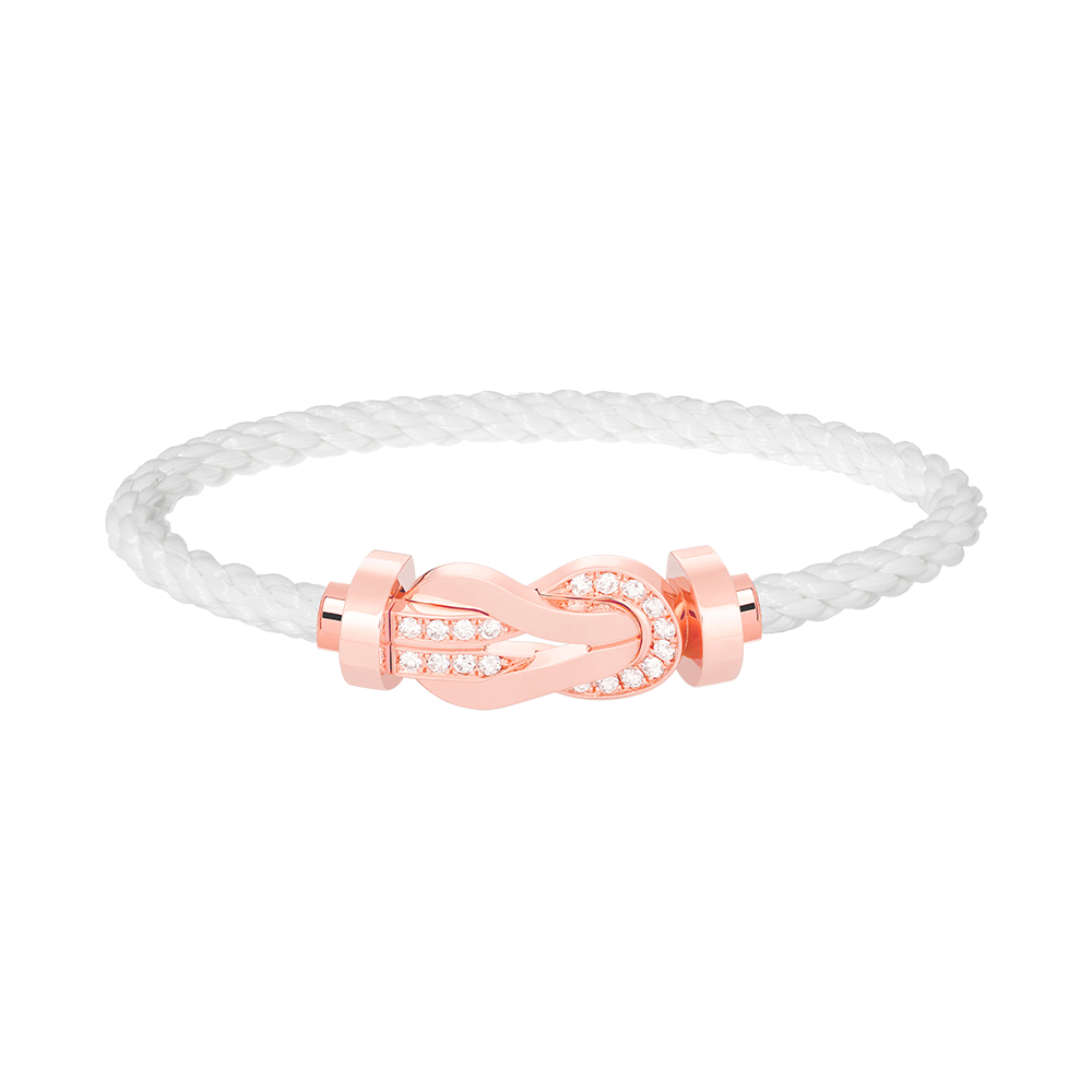 [✨Rose💎]CHANCE LARGE 8 FIGURE BUCKLE HALF DIAMOND BRACELET ROSE GOLD