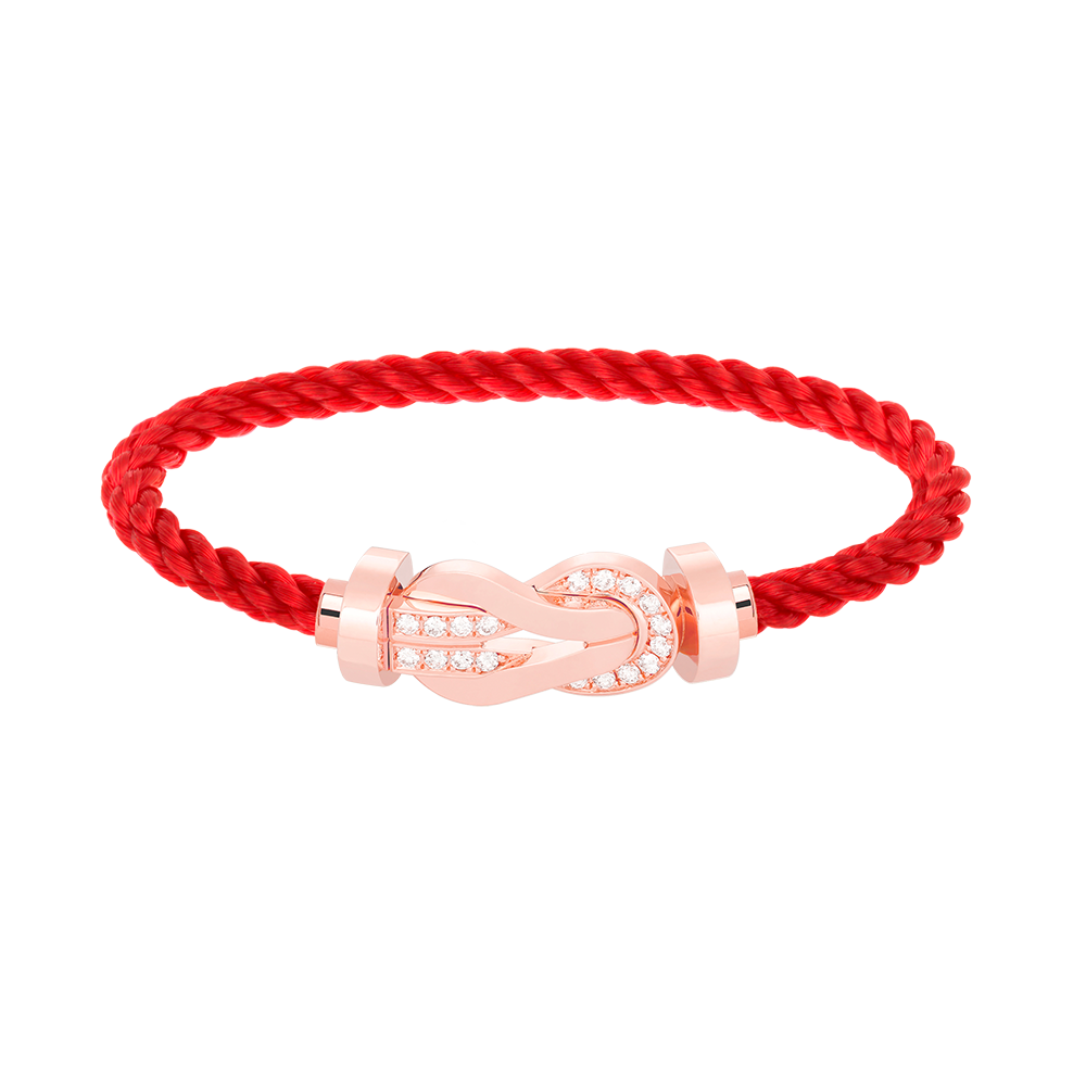 [✨Rose💎]CHANCE LARGE 8 FIGURE BUCKLE HALF DIAMOND BRACELET ROSE GOLD