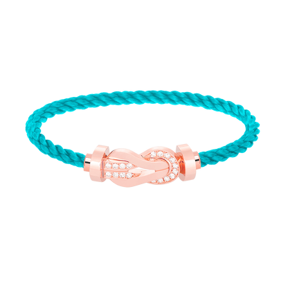 [✨Rose💎]CHANCE LARGE 8 FIGURE BUCKLE HALF DIAMOND BRACELET ROSE GOLD