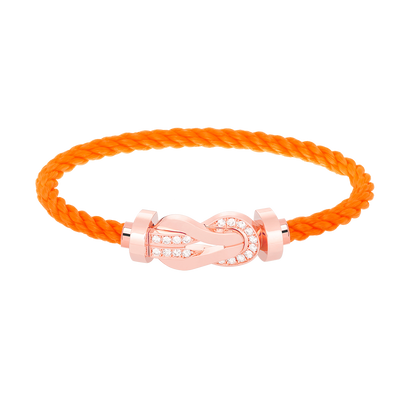[✨Rose💎]CHANCE LARGE 8 FIGURE BUCKLE HALF DIAMOND BRACELET ROSE GOLD