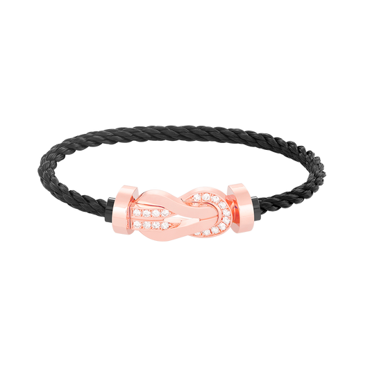 [✨Rose💎]CHANCE LARGE 8 FIGURE BUCKLE HALF DIAMOND BRACELET ROSE GOLD