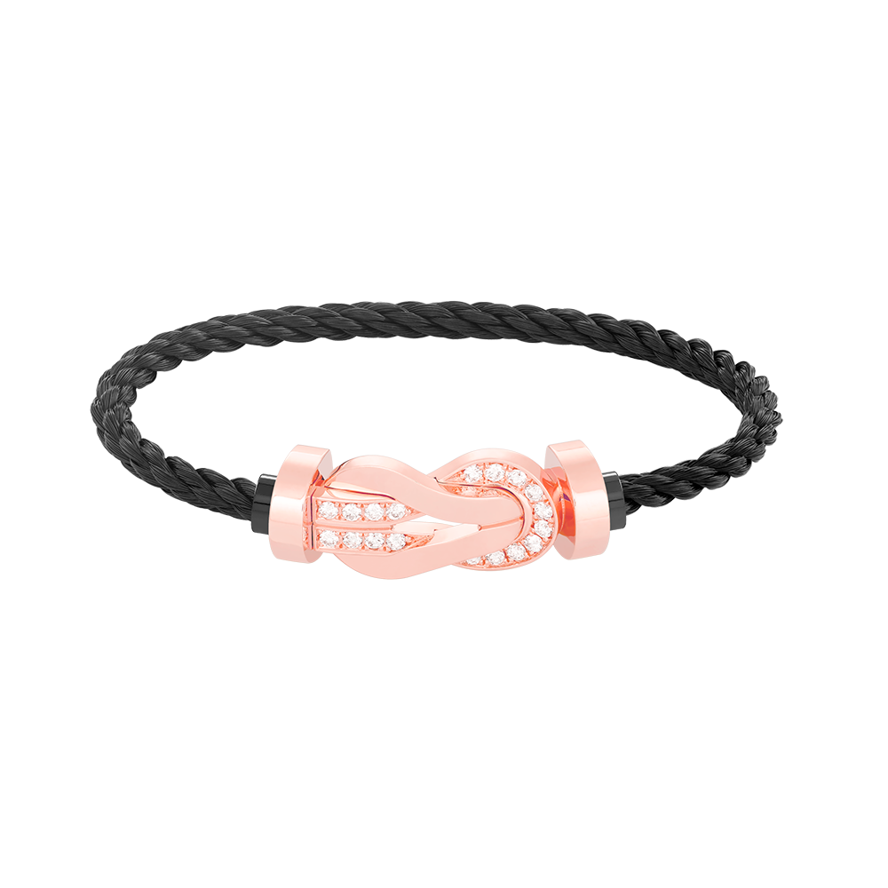 [✨Rose💎]CHANCE LARGE 8 FIGURE BUCKLE HALF DIAMOND BRACELET ROSE GOLD