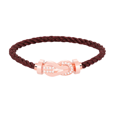 [✨Rose💎]CHANCE LARGE 8 FIGURE BUCKLE HALF DIAMOND BRACELET ROSE GOLD