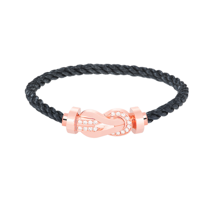 [✨Rose💎]CHANCE LARGE 8 FIGURE BUCKLE HALF DIAMOND BRACELET ROSE GOLD