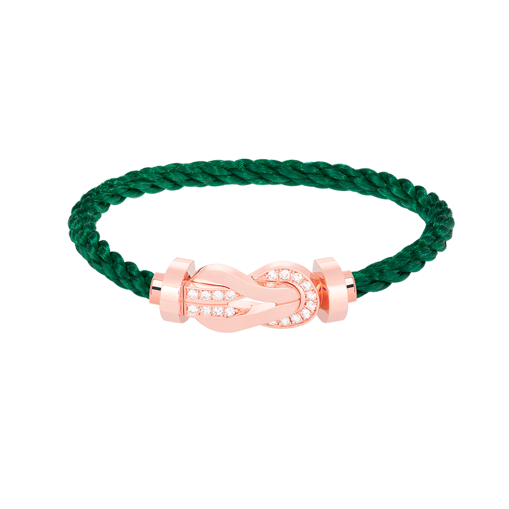 [✨Rose💎]CHANCE LARGE 8 FIGURE BUCKLE HALF DIAMOND BRACELET ROSE GOLD