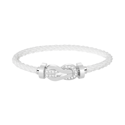 [✨Rose💎]CHANCE LARGE 8 FIGURE BUCKLE HALF DIAMOND BRACELET SILVER