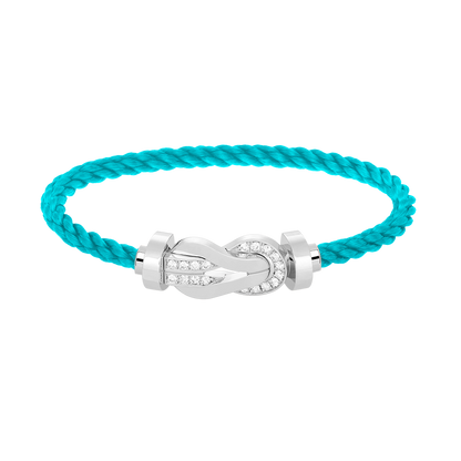 [✨Rose💎]CHANCE LARGE 8 FIGURE BUCKLE HALF DIAMOND BRACELET SILVER