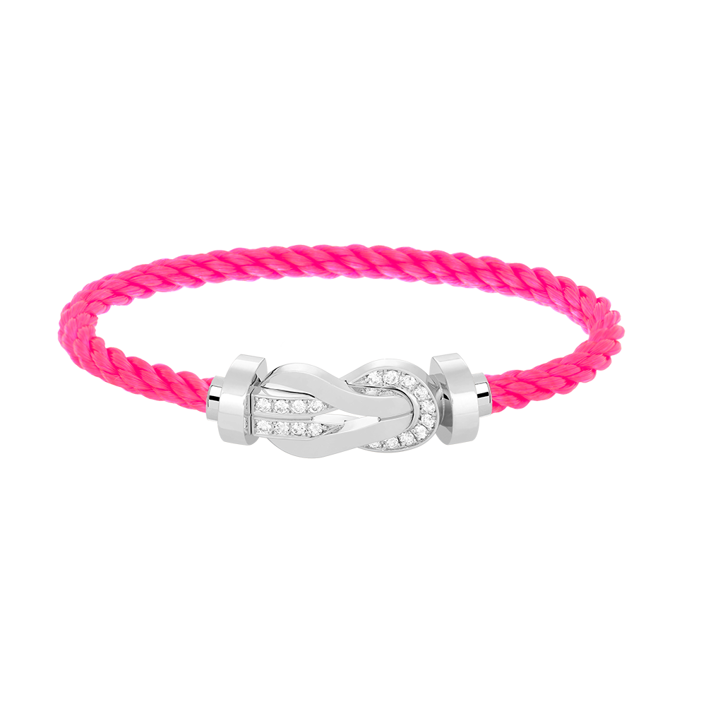 [✨Rose💎]CHANCE LARGE 8 FIGURE BUCKLE HALF DIAMOND BRACELET SILVER