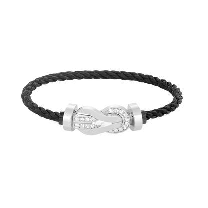 [✨Rose💎]CHANCE LARGE 8 FIGURE BUCKLE HALF DIAMOND BRACELET SILVER