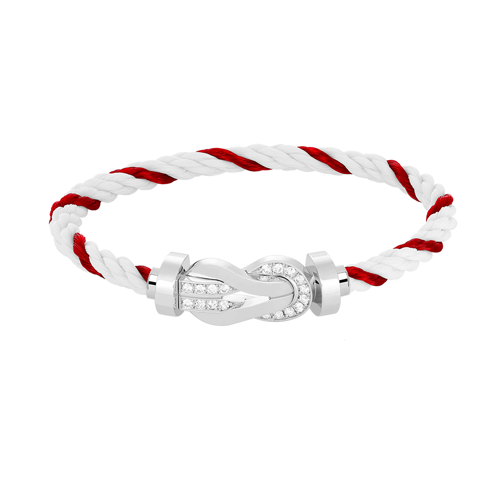 [✨Rose💎]CHANCE LARGE 8 FIGURE BUCKLE HALF DIAMOND BRACELET SILVER