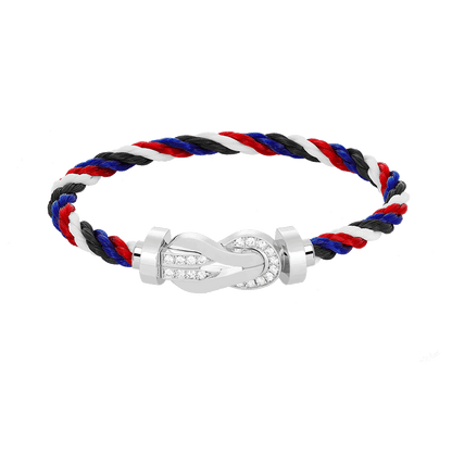 [✨Rose💎]CHANCE LARGE 8 FIGURE BUCKLE HALF DIAMOND BRACELET SILVER