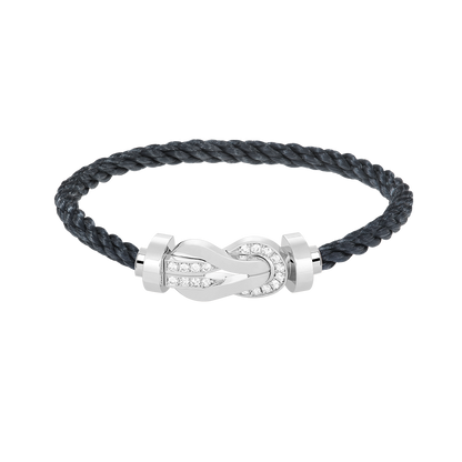 [✨Rose💎]CHANCE LARGE 8 FIGURE BUCKLE HALF DIAMOND BRACELET SILVER