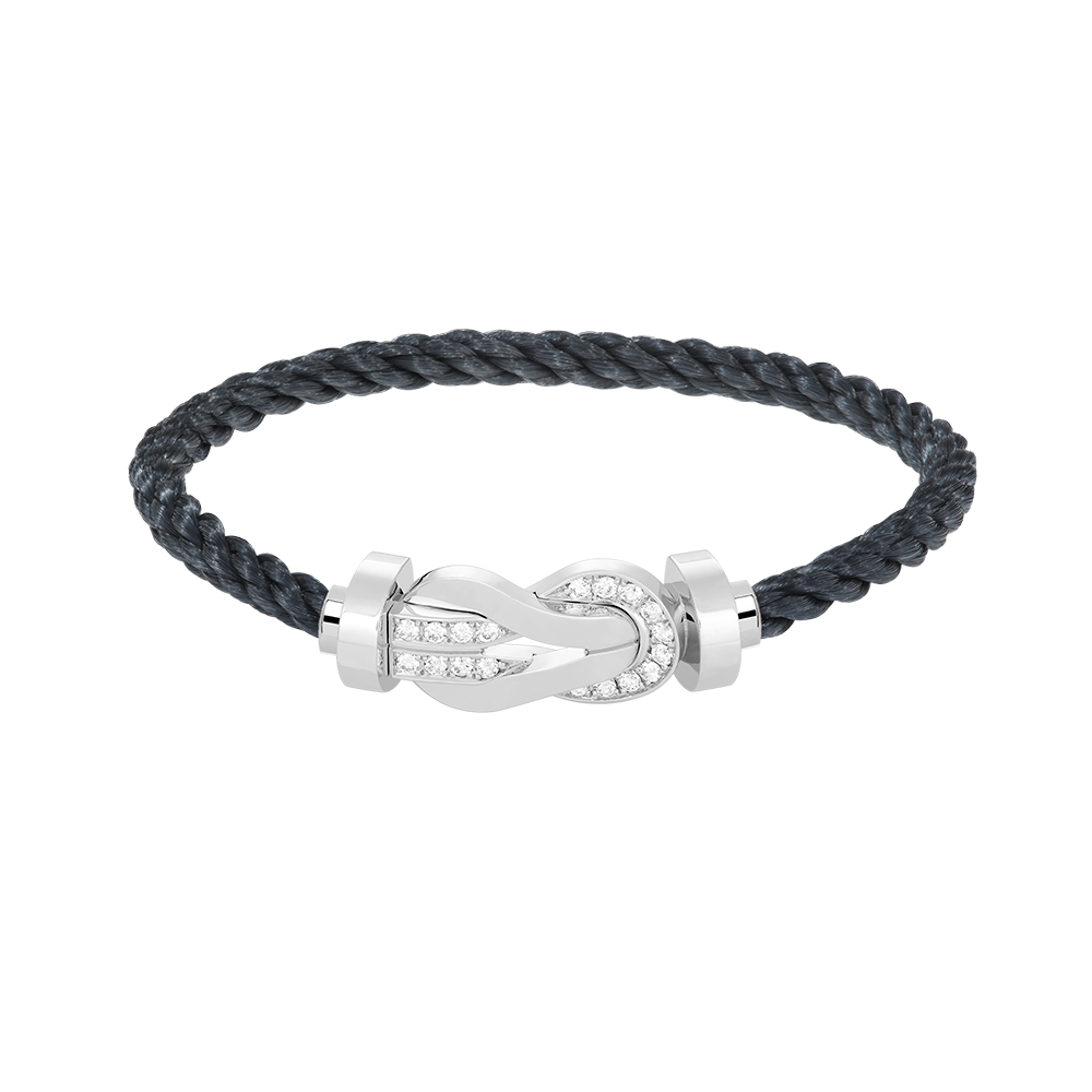 [✨Rose💎]CHANCE LARGE 8 FIGURE BUCKLE HALF DIAMOND BRACELET SILVER