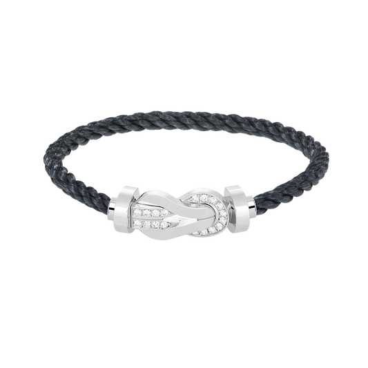 [✨Rose💎]CHANCE LARGE 8 FIGURE BUCKLE HALF DIAMOND BRACELET SILVER