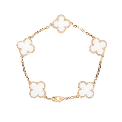 [✨Rose💎]CLOVER 5 MOTIF ROCK CRYSTAL BRACELET