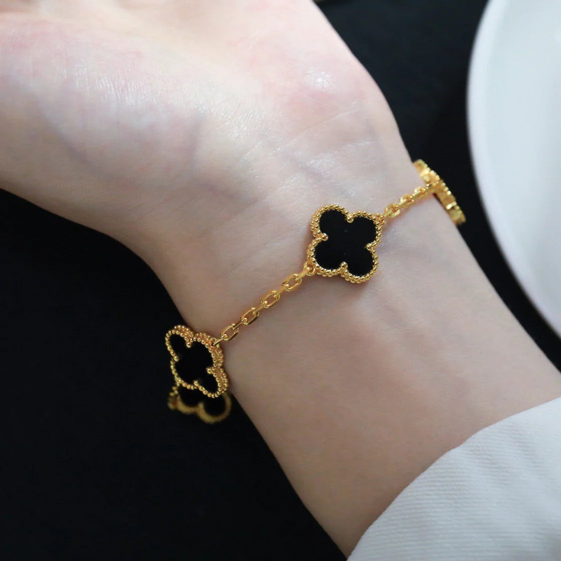 [✨Rose💎] CLOVER 5 MOTIF ONYXS BRACELET COLLECTION