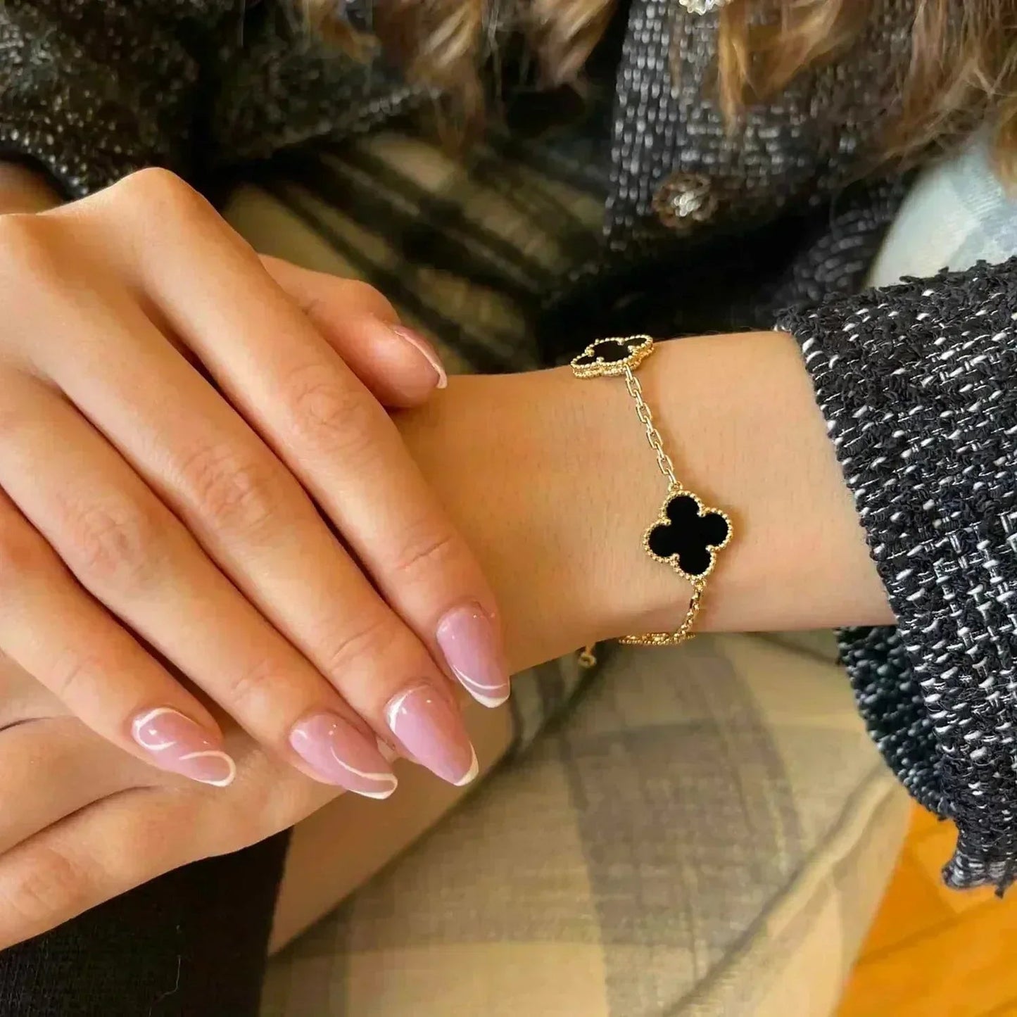 [✨Rose💎] CLOVER 5 MOTIF ONYXS BRACELET COLLECTION
