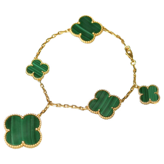 [✨Rose💎]MAGIC CLOVER MALACHITE GOLD BRACELET 5 MOTIFS