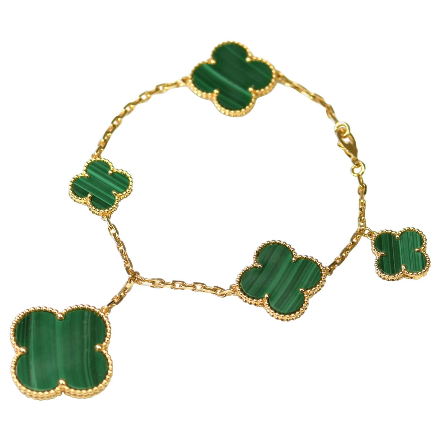 [✨Rose💎]MAGIC CLOVER MALACHITE GOLD BRACELET 5 MOTIFS