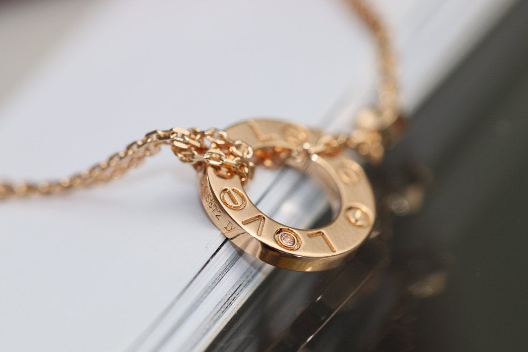 [✨Rose💎]LOVE NECKLACE ADJUSTABLE ROSE GOLD 2 DIAMOND