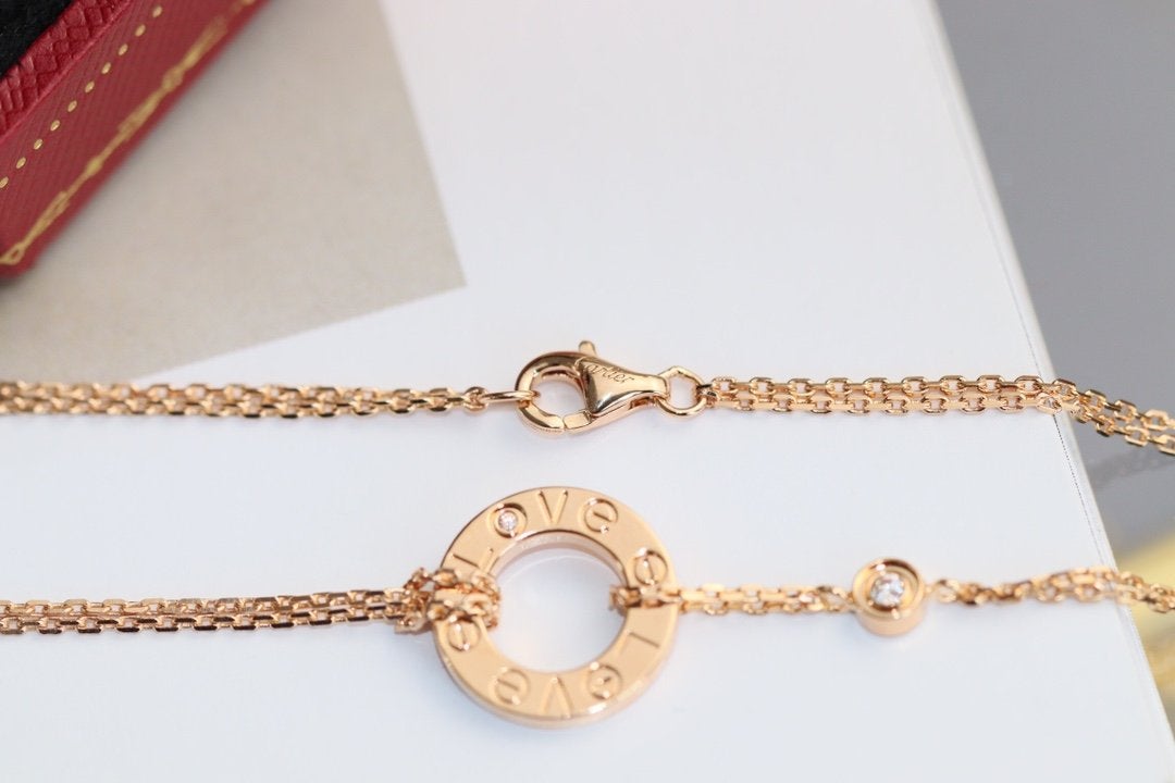 [✨Rose💎]LOVE NECKLACE ADJUSTABLE ROSE GOLD 2 DIAMOND