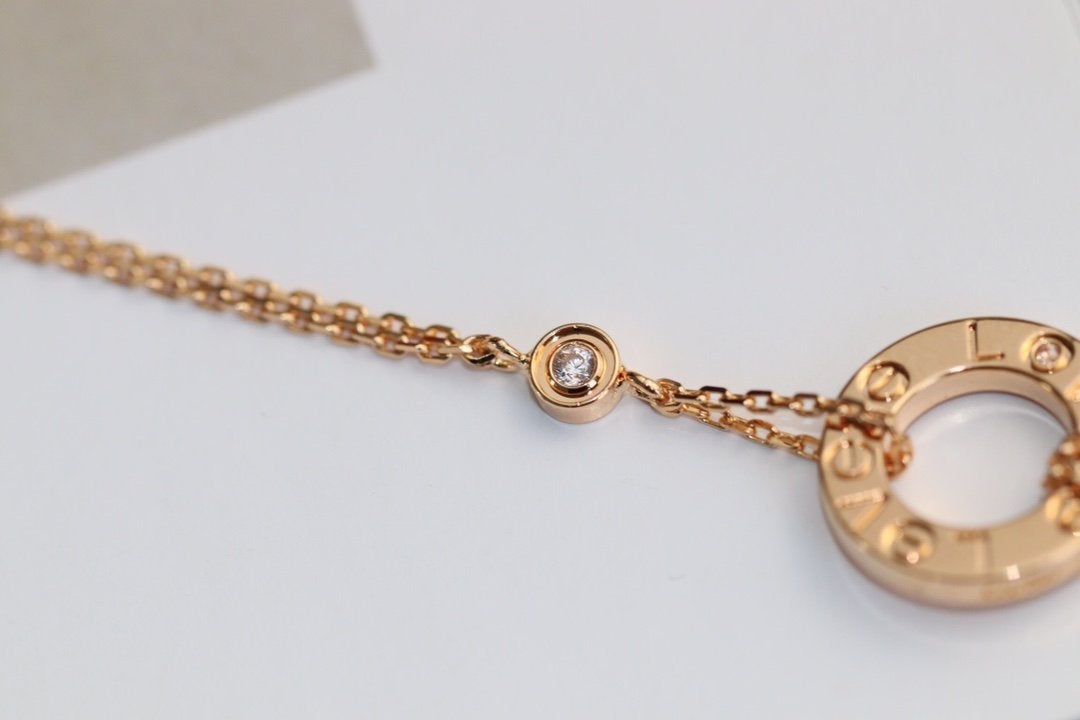 [✨Rose💎]LOVE NECKLACE ADJUSTABLE ROSE GOLD 2 DIAMOND