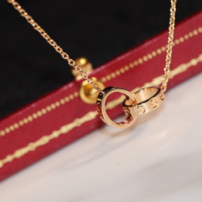 [✨Rose💎]LOVE NECKLACE PINK GOLD AND SILVER