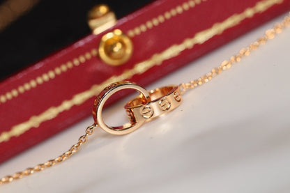 [✨Rose💎]LOVE NECKLACE PINK GOLD AND SILVER