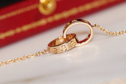 [✨Rose💎]LOVE NECKLACE PINK GOLD AND SILVER