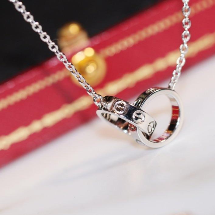 [✨Rose💎]LOVE NECKLACE PINK GOLD AND SILVER