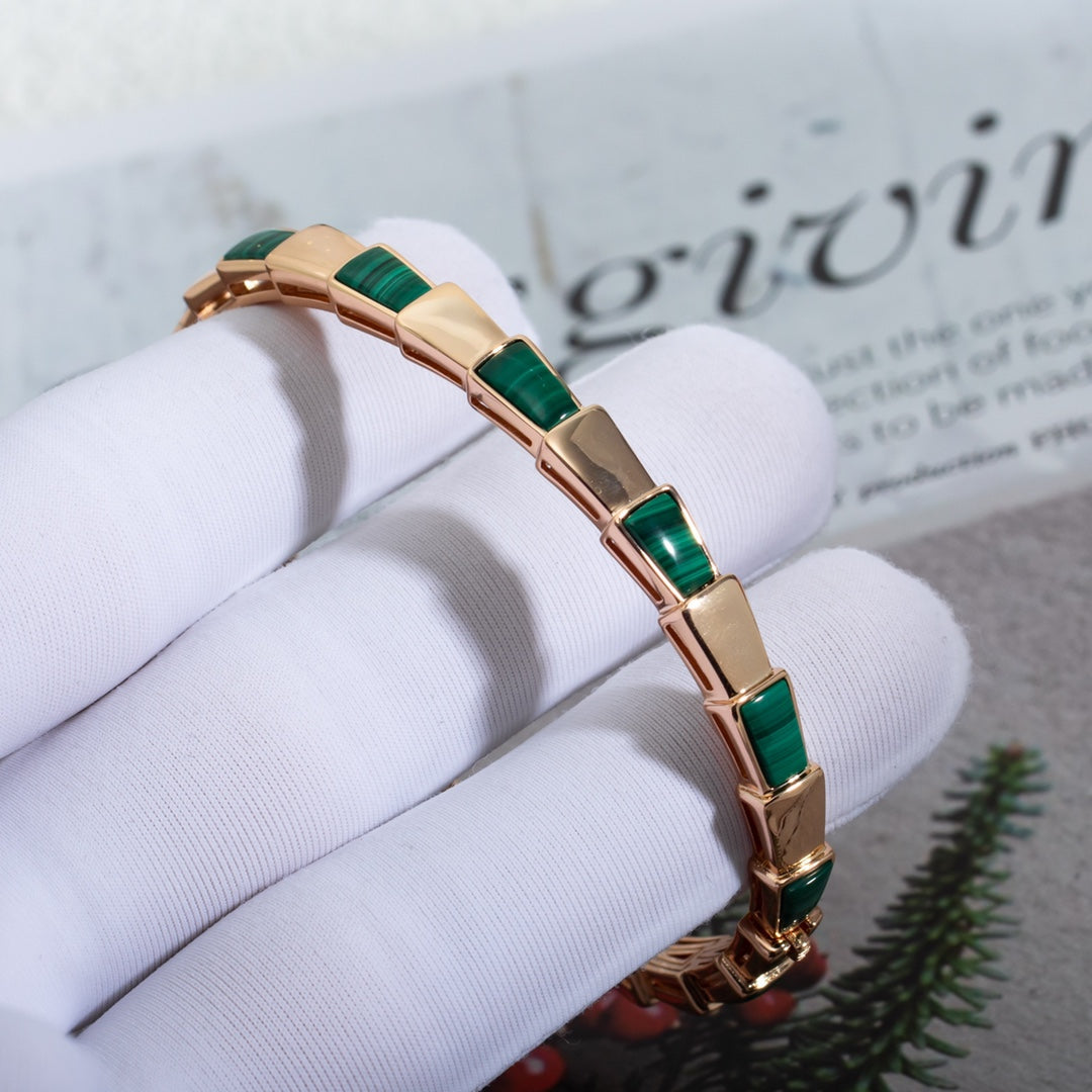 [✨Rose💎]SERPENTI BRACELET PINK GOLD MALACHITE