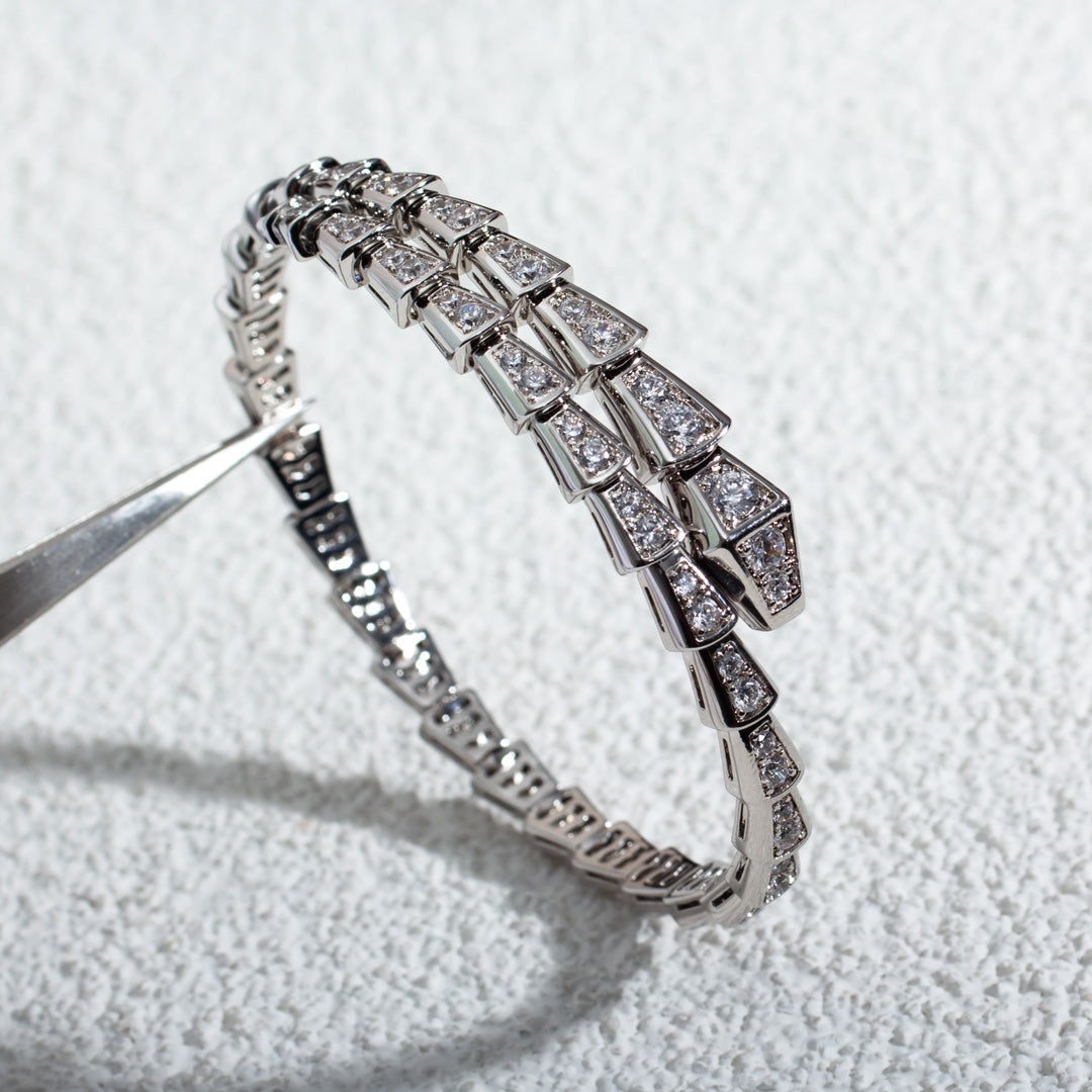 [✨Rose💎]SERPENTI BRACELET 6MM SILVER DIAMOND