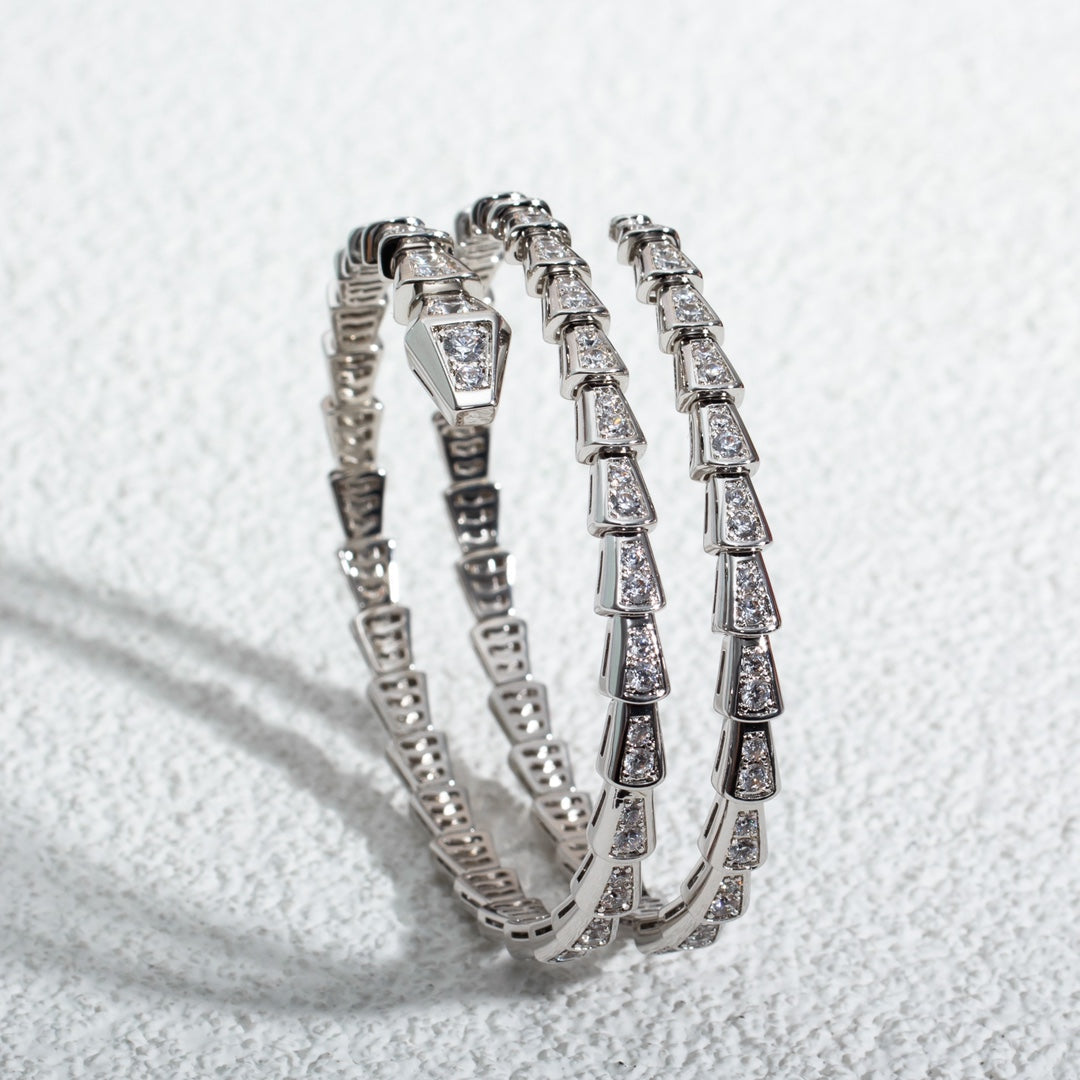 [✨Rose💎]SERPENTI BRACELET SILVER DIAMOND DOUBLE ROW