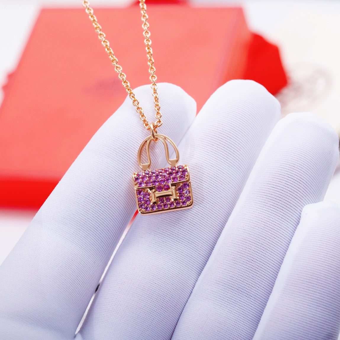 [✨Rose💎]CONSTANCE PEDANT PURPLE DIAMOND NECKLACE