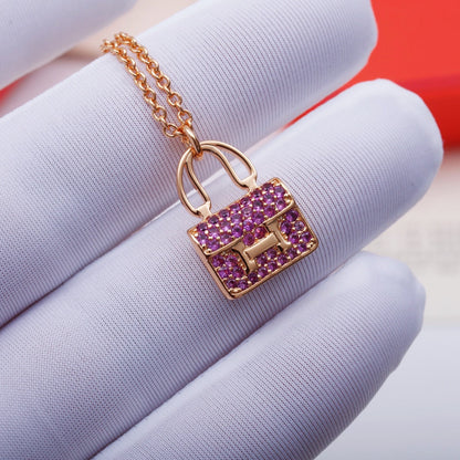 [✨Rose💎]CONSTANCE PEDANT PURPLE DIAMOND NECKLACE