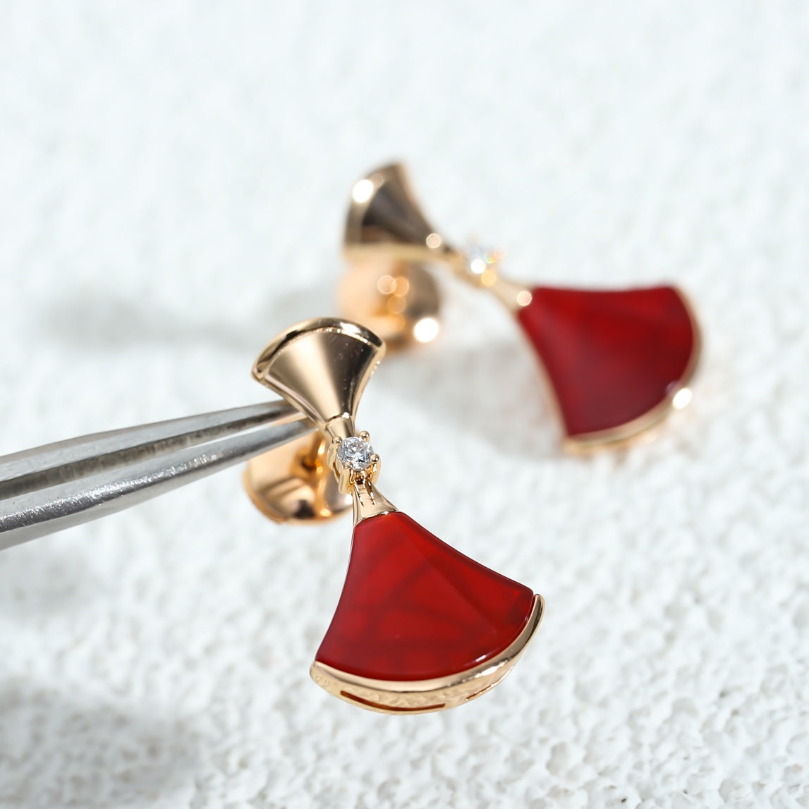 [✨Rose💎]DREAM Carnelian PINK GOLD EARRINGS