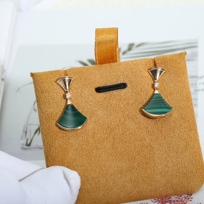 [✨Rose💎]DREAM MALACHITE PINK GOLD EARRINGS