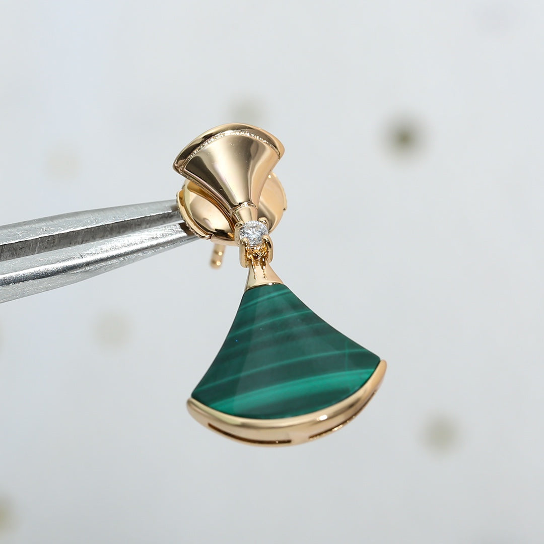 [✨Rose💎]DREAM MALACHITE PINK GOLD EARRINGS
