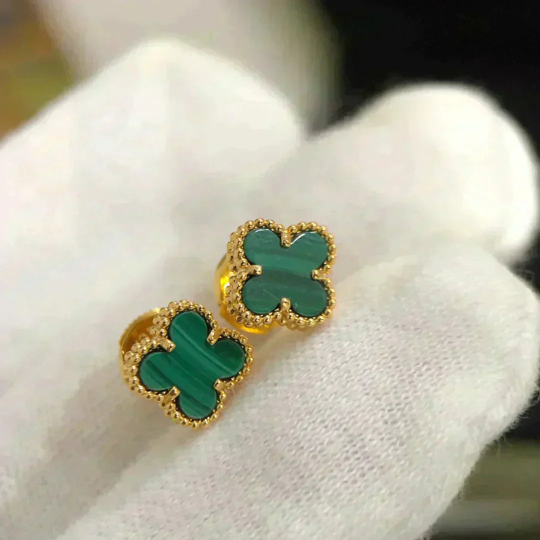 [✨Rose💎]CLOVER MINI 9.5MM MALACHITE  EARRINGS