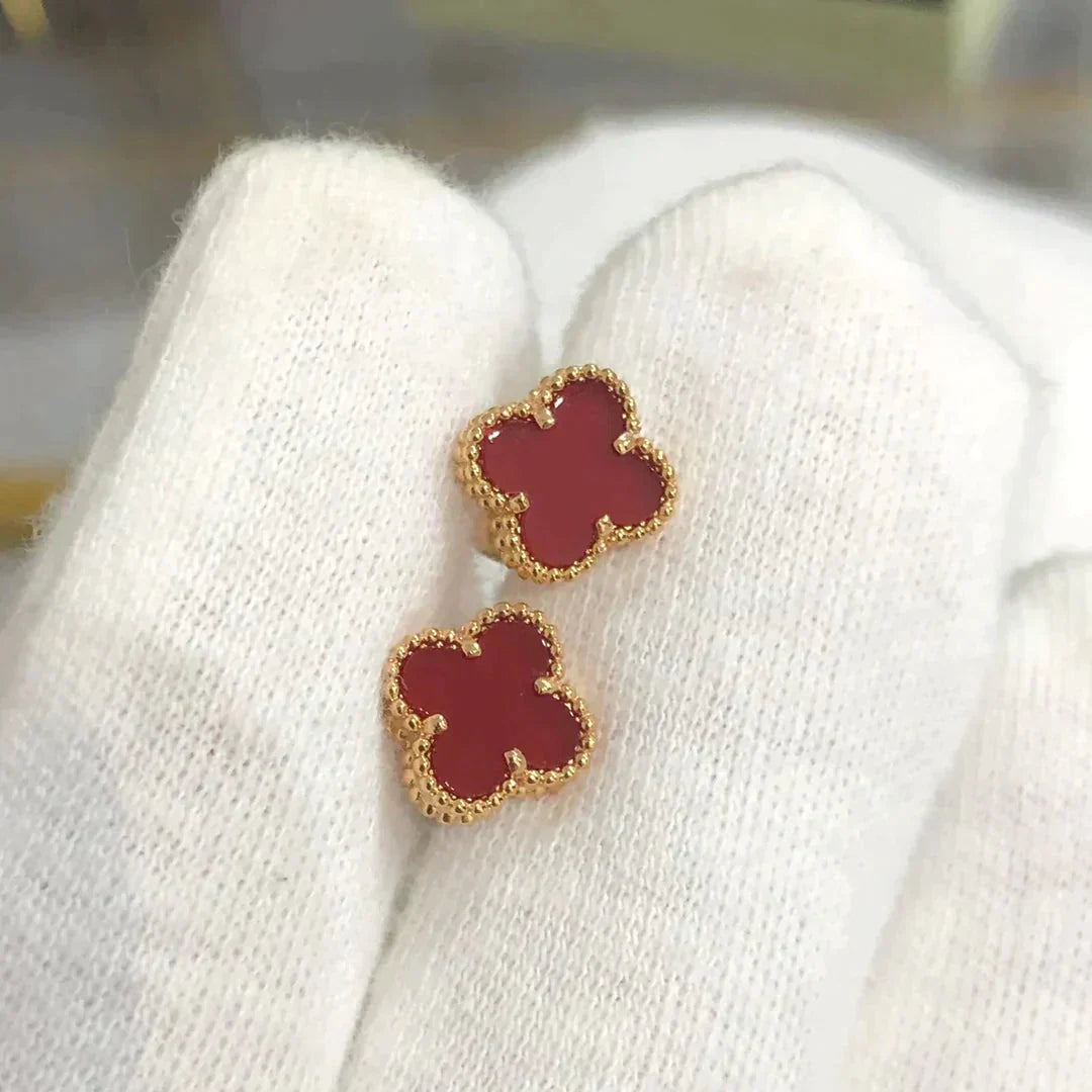 [✨Rose💎]CLOVER MINI 9.5MM CARNELIAN EARRINGS