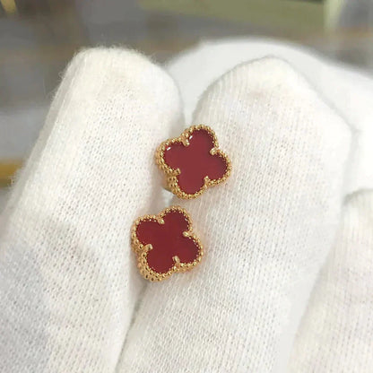 [✨Rose💎]CLOVER MINI 9.5MM CARNELIAN EARRINGS