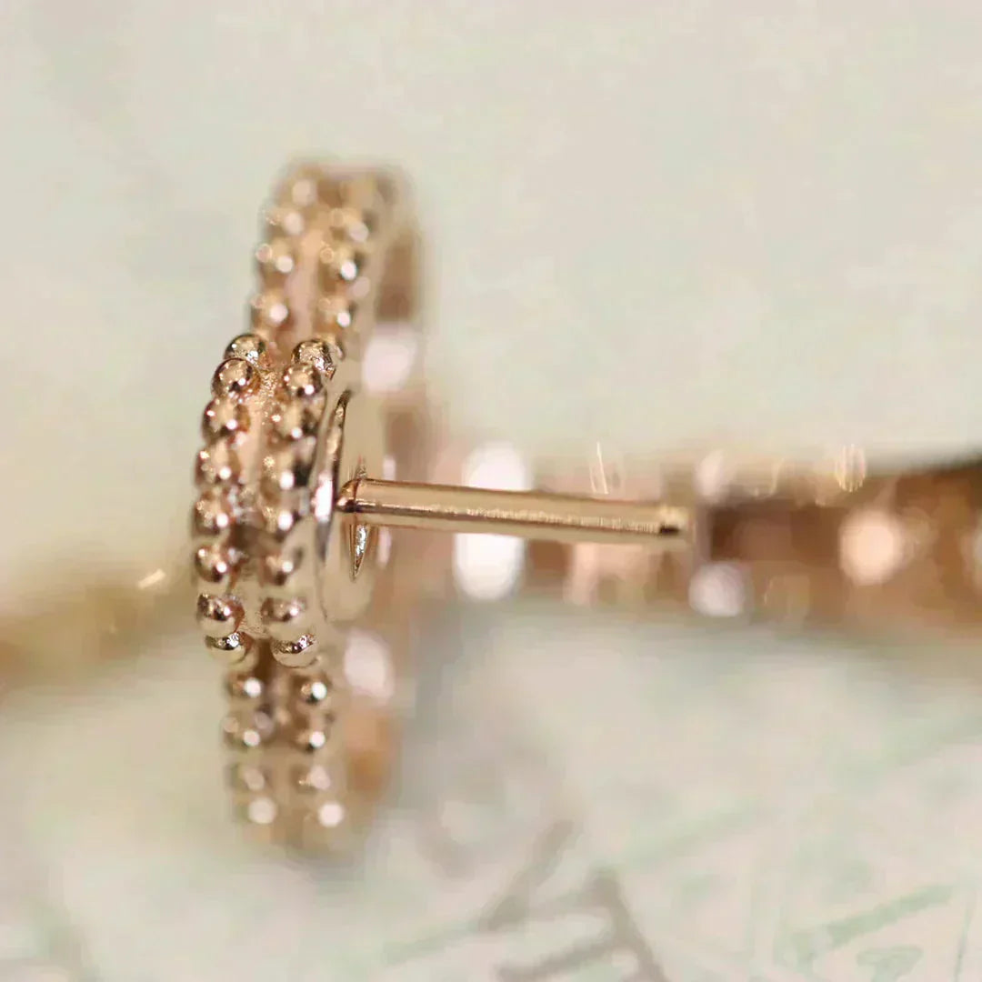 [✨Rose💎]CLOVER MEDIUM 1 MOTIFS FUll DIAMOND EARRINGS