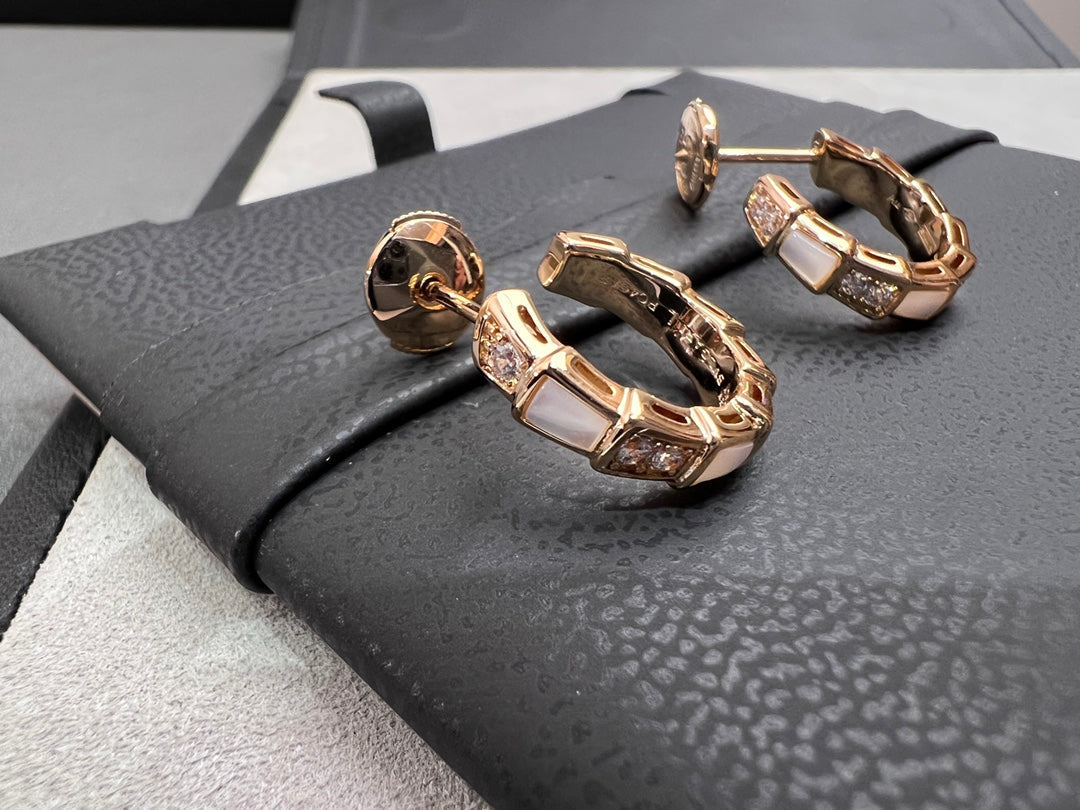 [✨Rose💎]SERPENTI MOP PINK GOLD EARRINGS