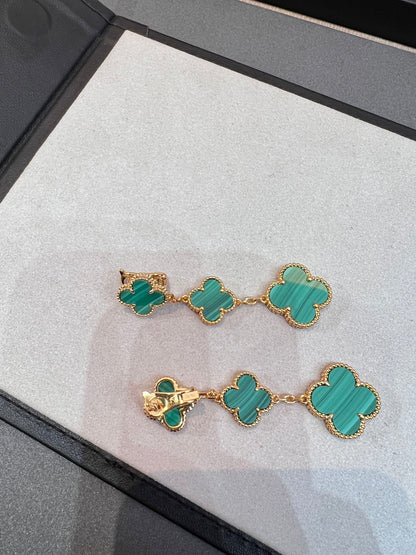 [✨Rose💎]CLOVER MALACHITE 3 MOTIFS GOLD