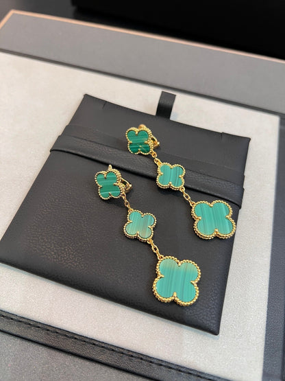 [✨Rose💎]CLOVER MALACHITE 3 MOTIFS GOLD